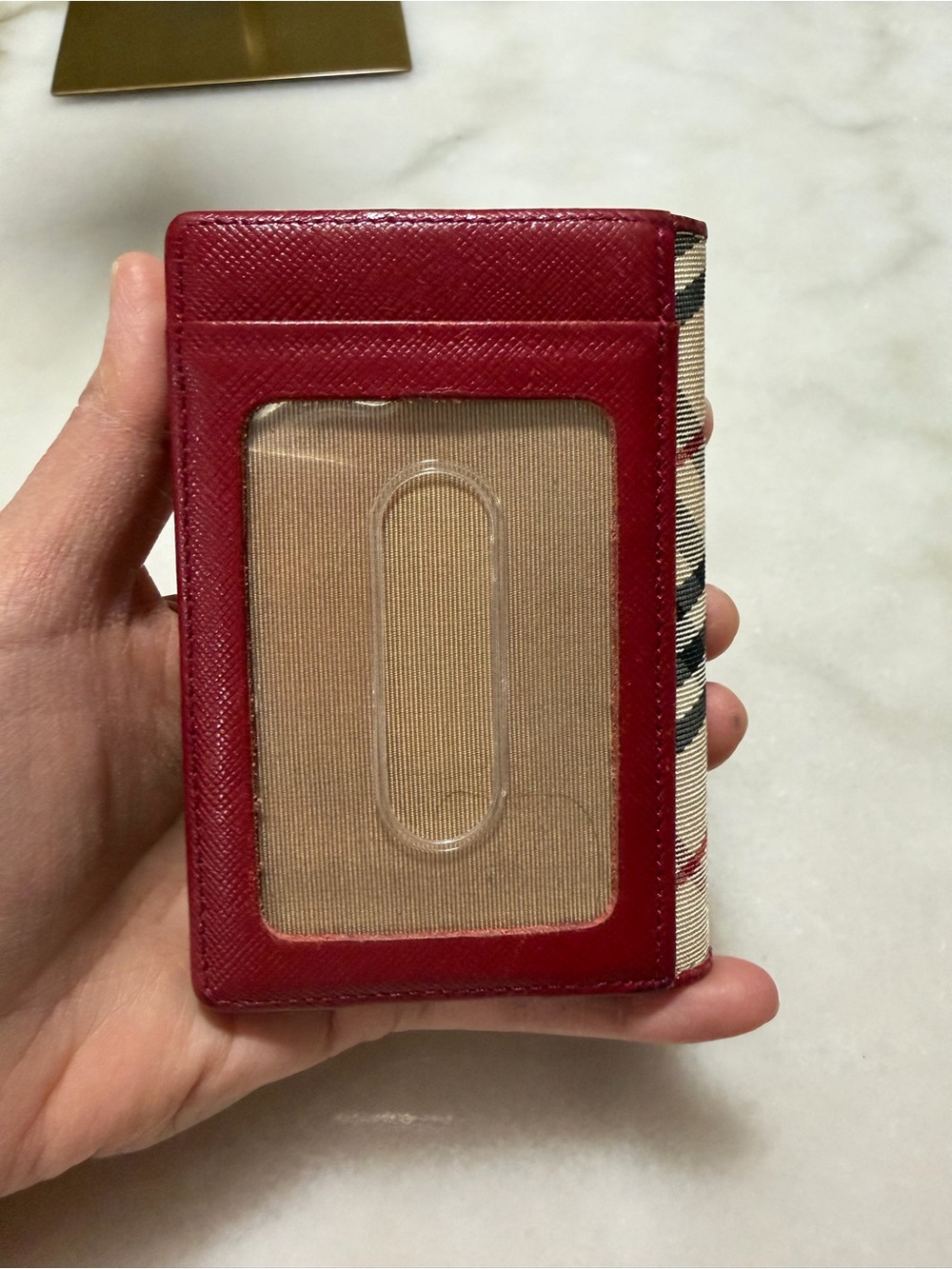 Burberry Red Leather ID Card Holder - Picture 3 of 4